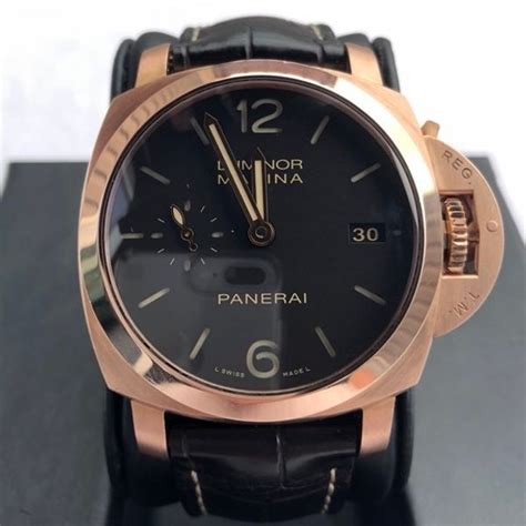 Panerai Luminor 1950 Brown Dial 18k Rose Gold .